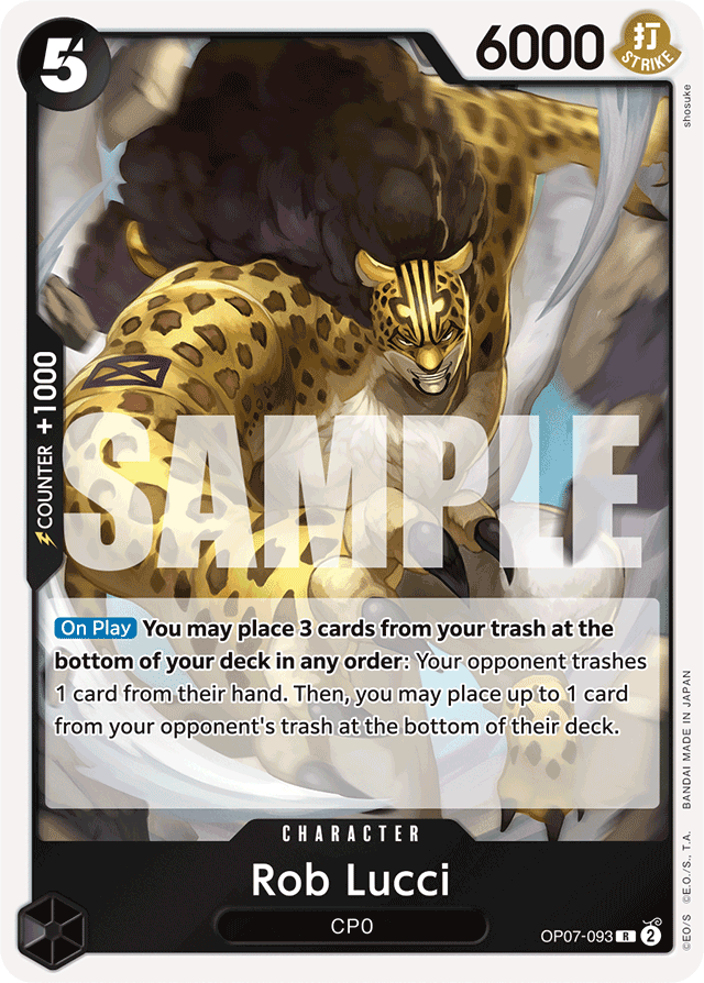 Rob Lucci OP07-093 card, 500 Years In The Future