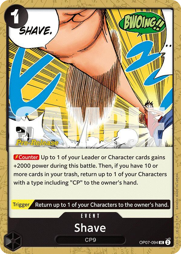 Shave OP07-094 Pre-Release Stamp card, 500 Years In The Future