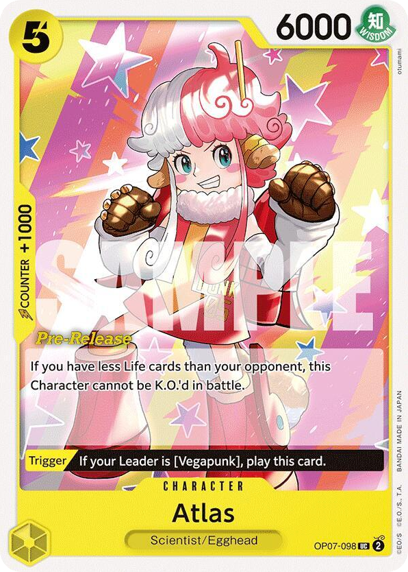 Atlas OP07-098 Pre-Release Stamp card, 500 Years In The Future