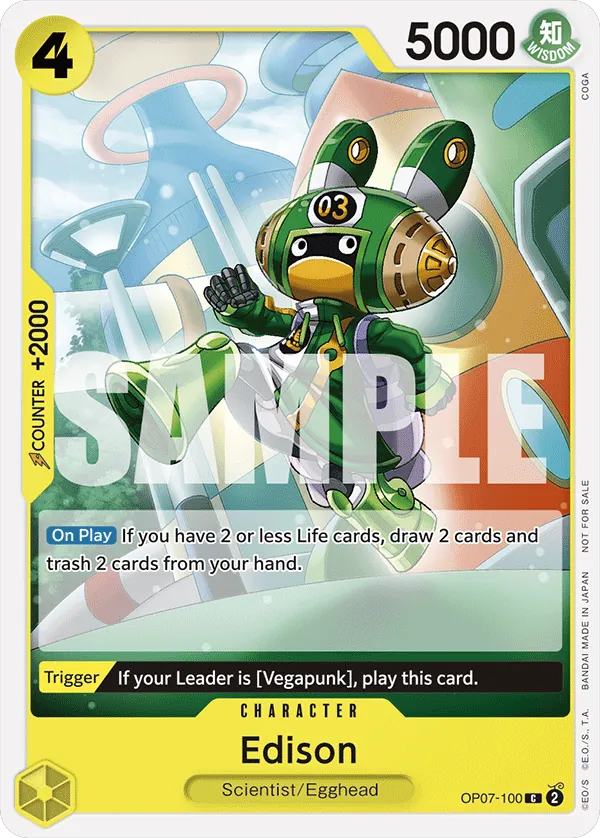 Edison OP07-100 Tournament Pack Alt Art card, 500 Years In The Future
