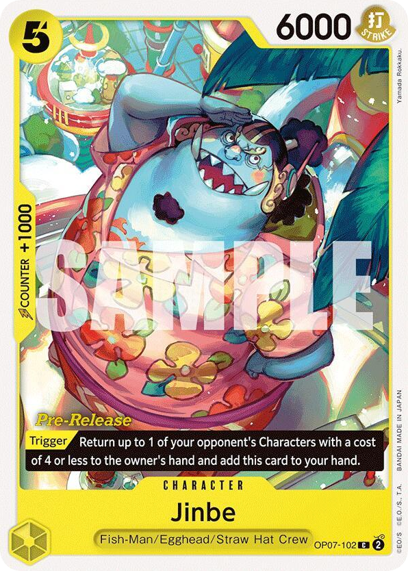 Jinbe OP07-102 Pre-Release Stamp card, 500 Years In The Future