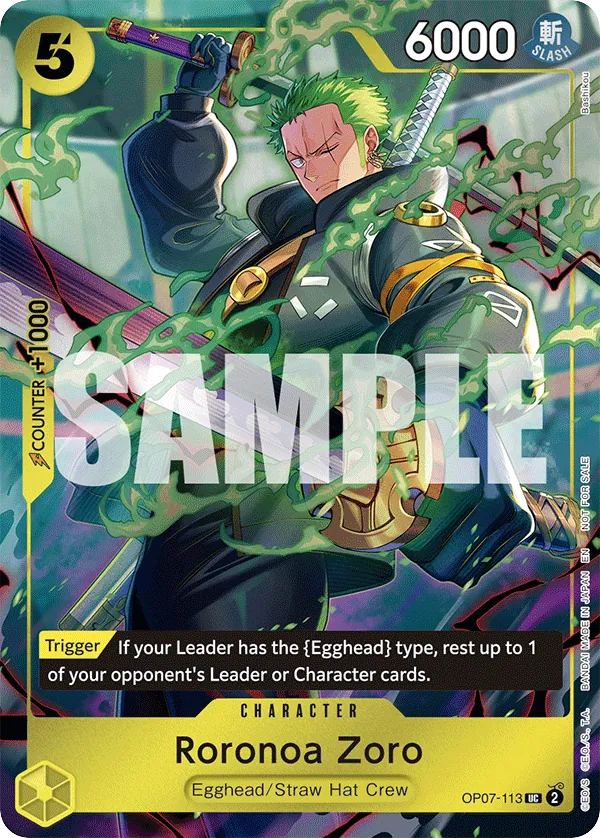 Roronoa Zoro OP07-113 One Piece Day Alt Art card, 500 Years In The Future