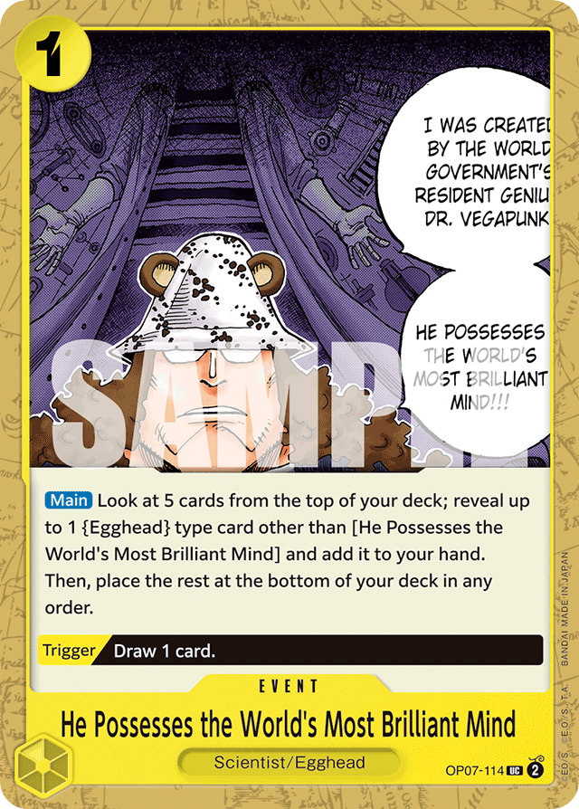 He Possesses the World's Most Brilliant Mind OP07-114 card, 500 Years In The Future