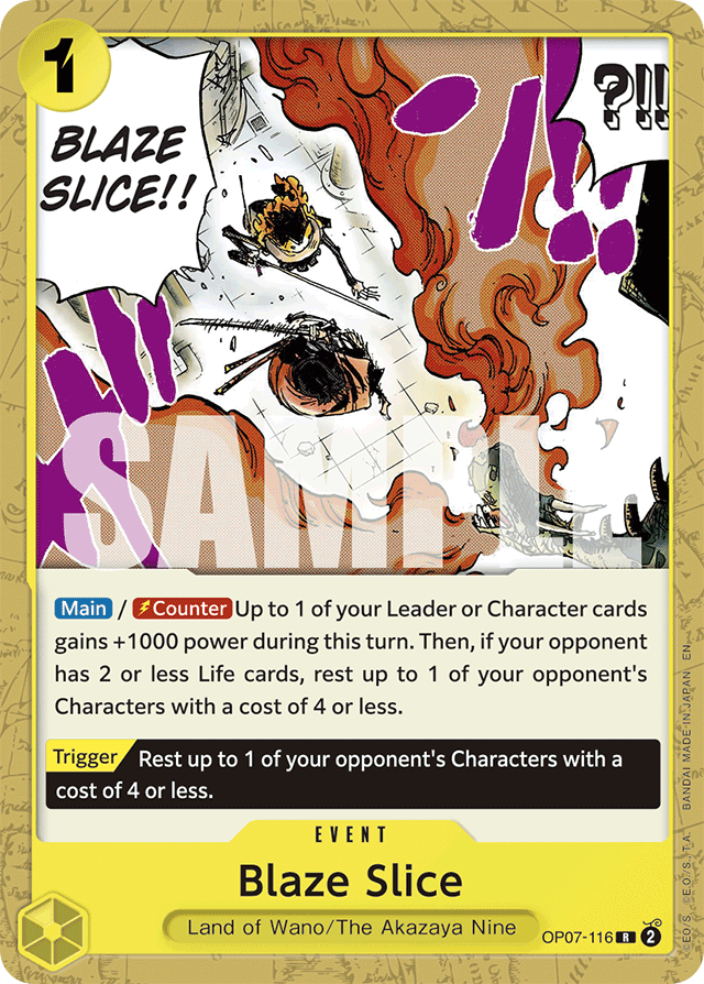 Blaze Slice OP07-116 Reprint card, 500 Years In The Future