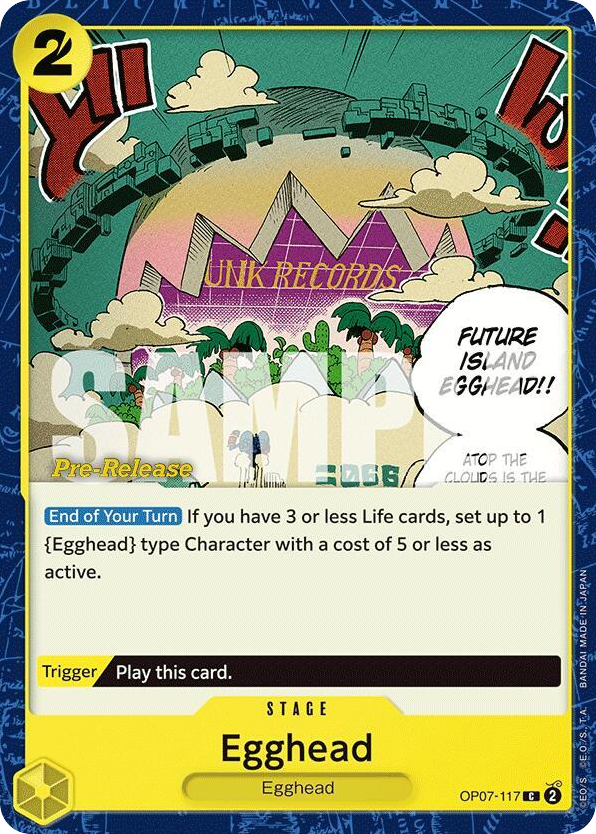 Egghead OP07-117 Pre-Release Stamp card, 500 Years In The Future