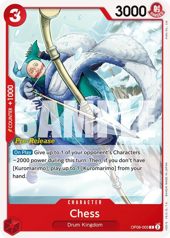 Chess OP08-005 Pre-Release Stamp card, Two Legends