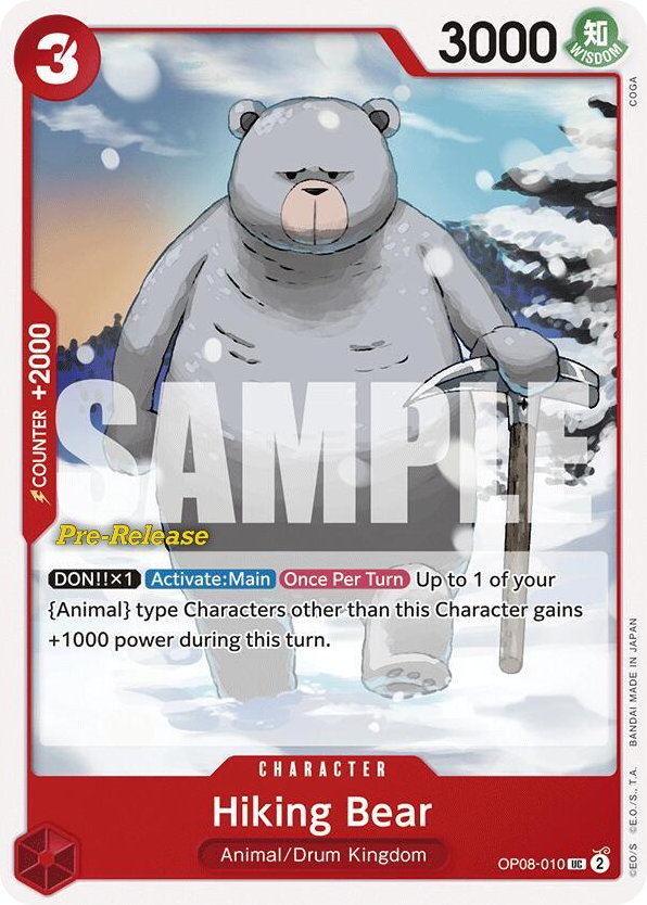 Hiking Bear OP08-010 Pre-Release Stamp card, Two Legends