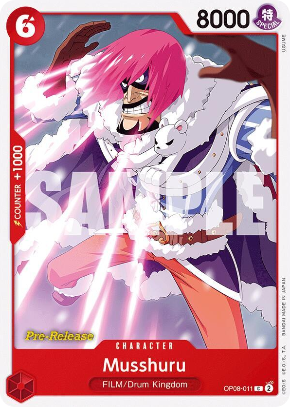 Musshuru OP08-011 Pre-Release Stamp card, Two Legends
