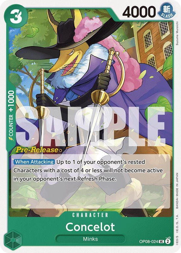 Concelot OP08-024 Pre-Release Stamp card, Two Legends