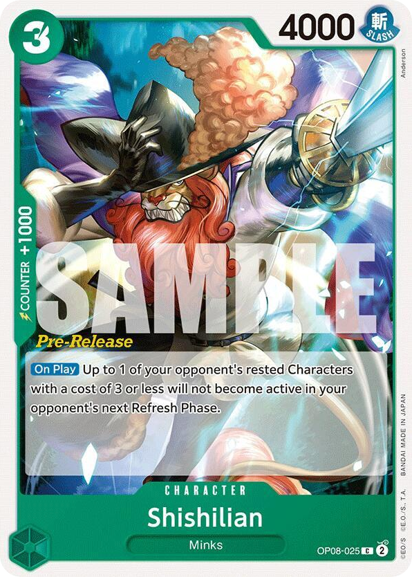 Shishilian OP08-025 Pre-Release Stamp card, Two Legends