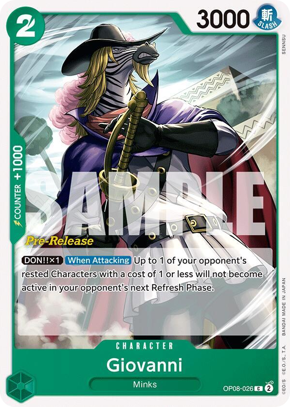 Giovanni OP08-026 Pre-Release Stamp card, Two Legends