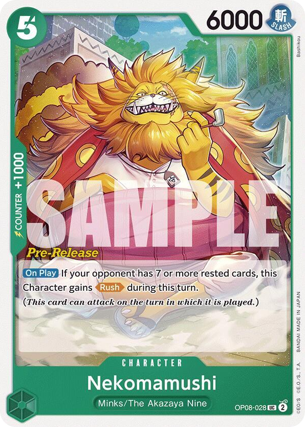 Nekomamushi OP08-028 Pre-Release Stamp card, Two Legends