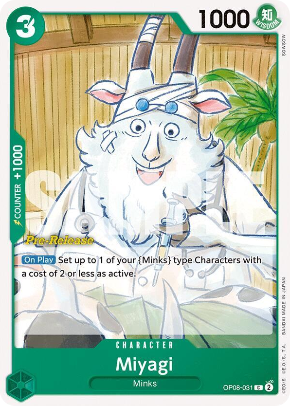 Miyagi OP08-031 Pre-Release Stamp card, Two Legends