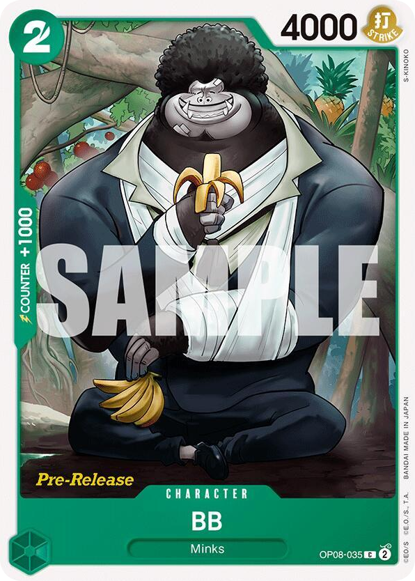 BB OP08-035 Pre-Release Stamp card, Two Legends