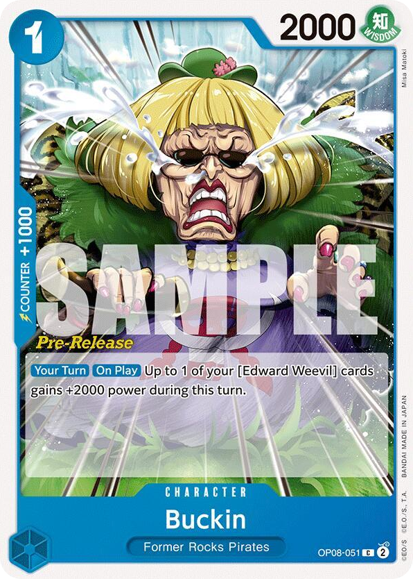 Buckin OP08-051 Pre-Release Stamp card, Two Legends