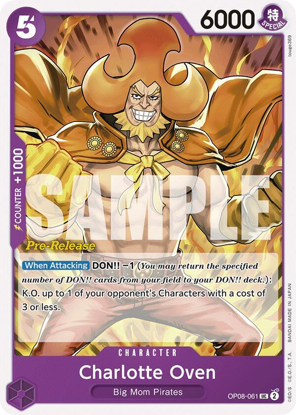 Charlotte Oven OP08-061 Pre-Release Stamp card, Two Legends