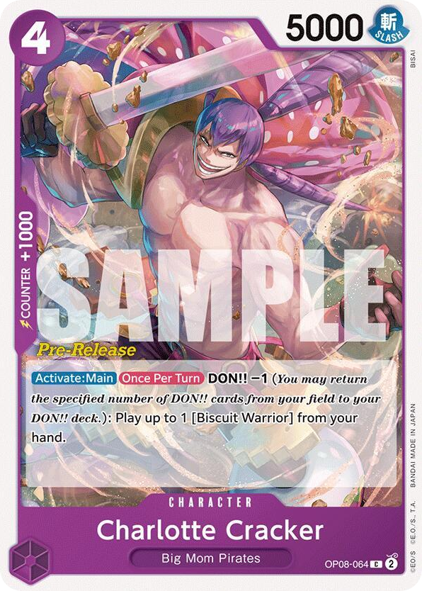 Charlotte Cracker OP08-064 Pre-Release Stamp card, Two Legends
