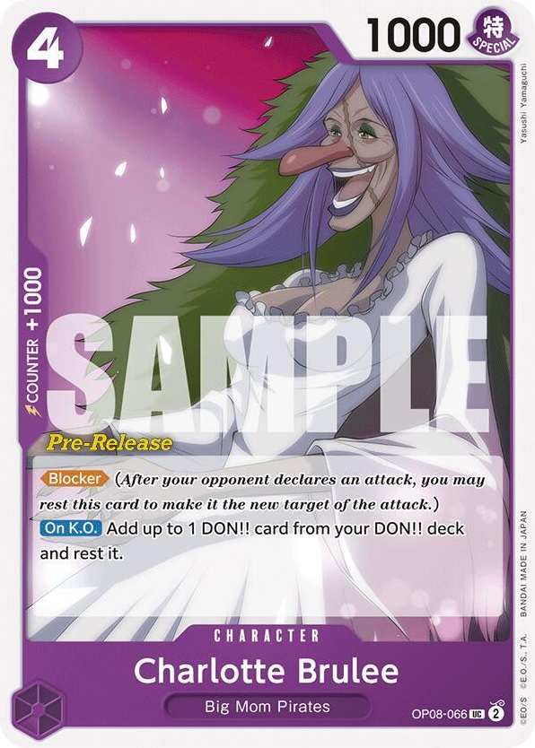 Charlotte Brulee OP08-066 Pre-Release Stamp card, Two Legends