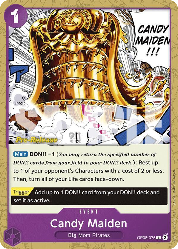 Candy Maiden OP08-075 Pre-Release Stamp card, Two Legends