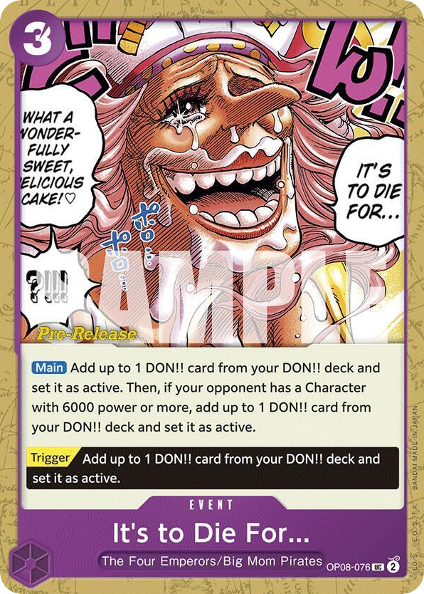 It's to Die For... OP08-076 Pre-Release Stamp card, Two Legends