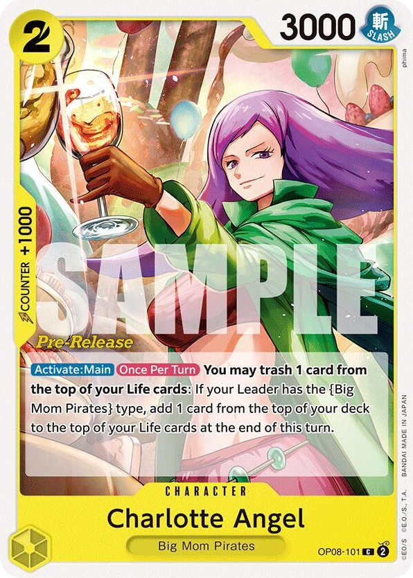Charlotte Angel OP08-101 Pre-Release Stamp card, Two Legends