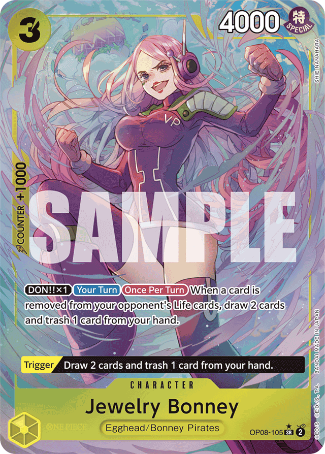 Jewelry Bonney OP08-105 Alt Art card, Two Legends