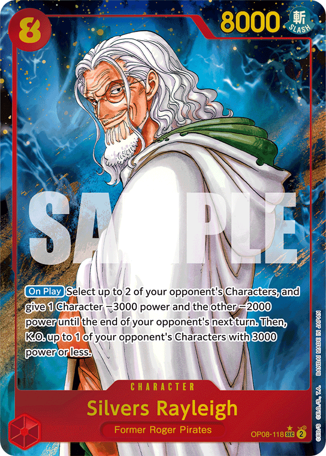 Silvers Rayleigh OP08-118 Alt Art card, Two Legends