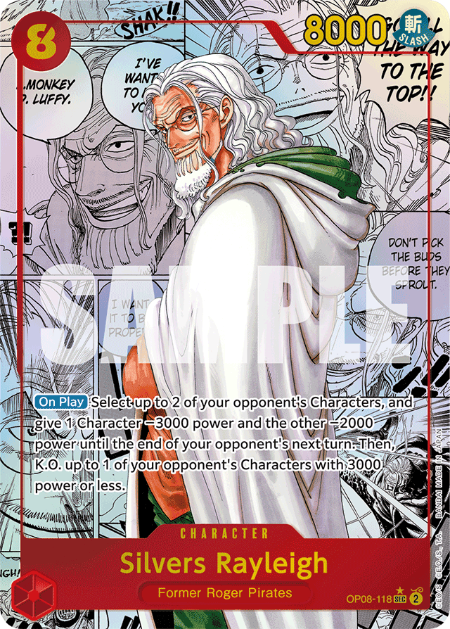 Silvers Rayleigh OP08-118 Manga Alt Art card, Two Legends