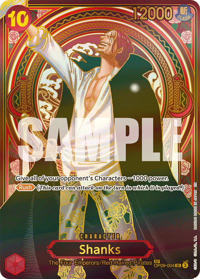 Shanks OP09-004 Gold SP Alt Art card, Emperors In The New World
