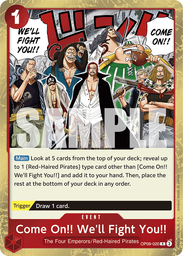 Come On!! We'll Fight You!! OP09-020 card, Emperors In The New World