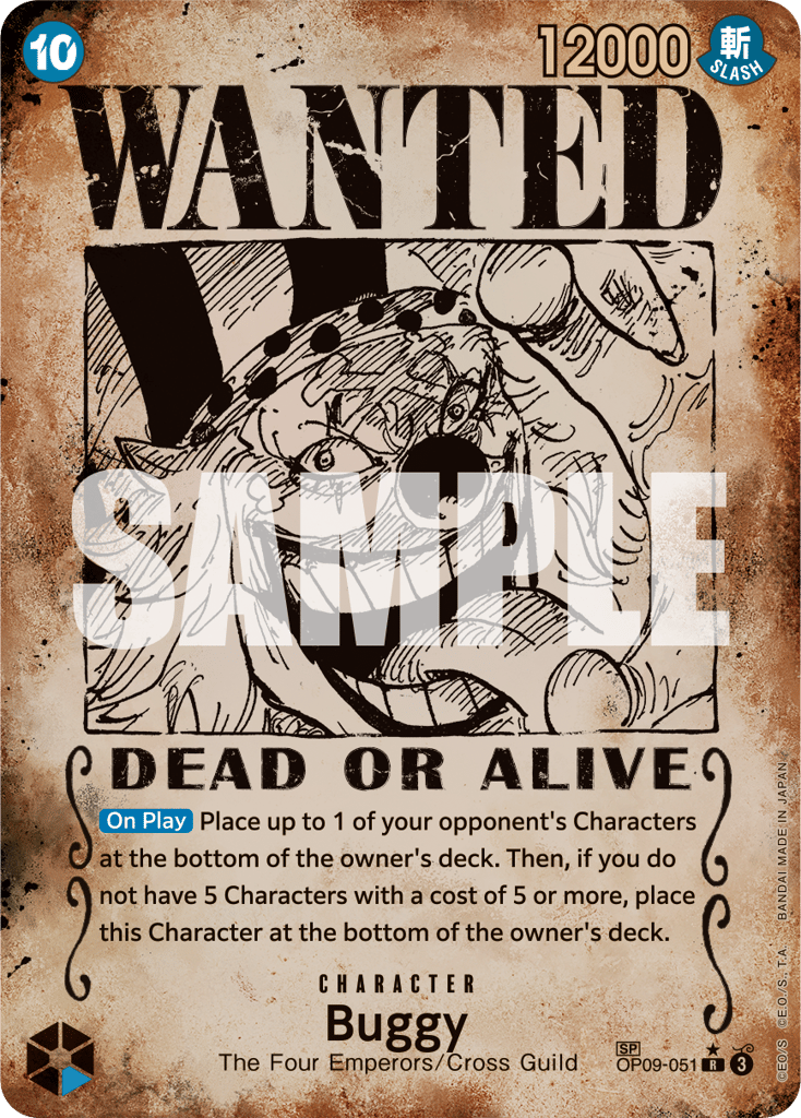Buggy OP09-051 Wanted Poster card, Emperors In The New World