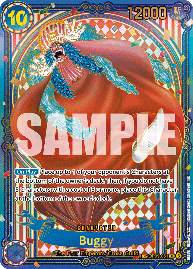 Buggy OP09-051 Gold SP Alt Art card, Emperors In The New World