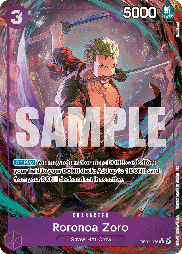 Roronoa Zoro OP09-076 Alt Art card, Emperors In The New World
