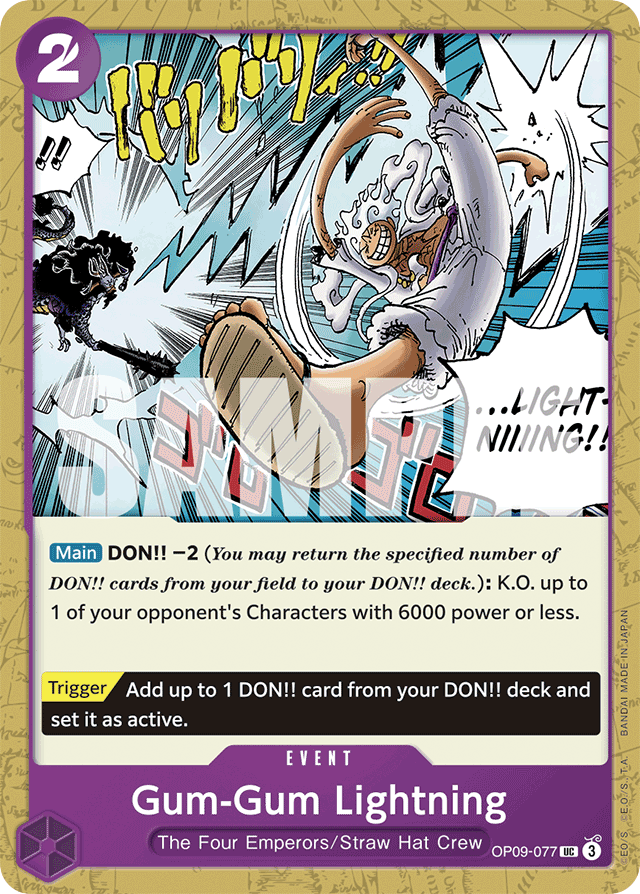 Gum-Gum Lightning OP09-077 card, Emperors In The New World
