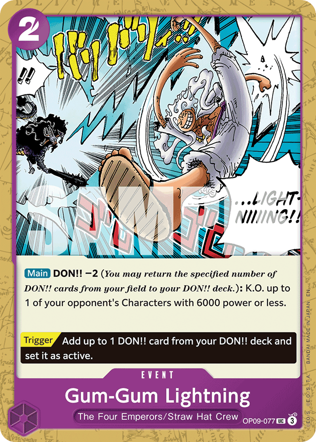 Gum-Gum Lightning OP09-077 Reprint card, Emperors In The New World
