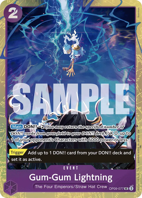 Gum-Gum Lightning OP09-077 Best Selection Vol. 4 Alt Art card, Emperors In The New World