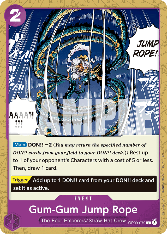 Gum-Gum Jump Rope OP09-079 Reprint card, Emperors In The New World
