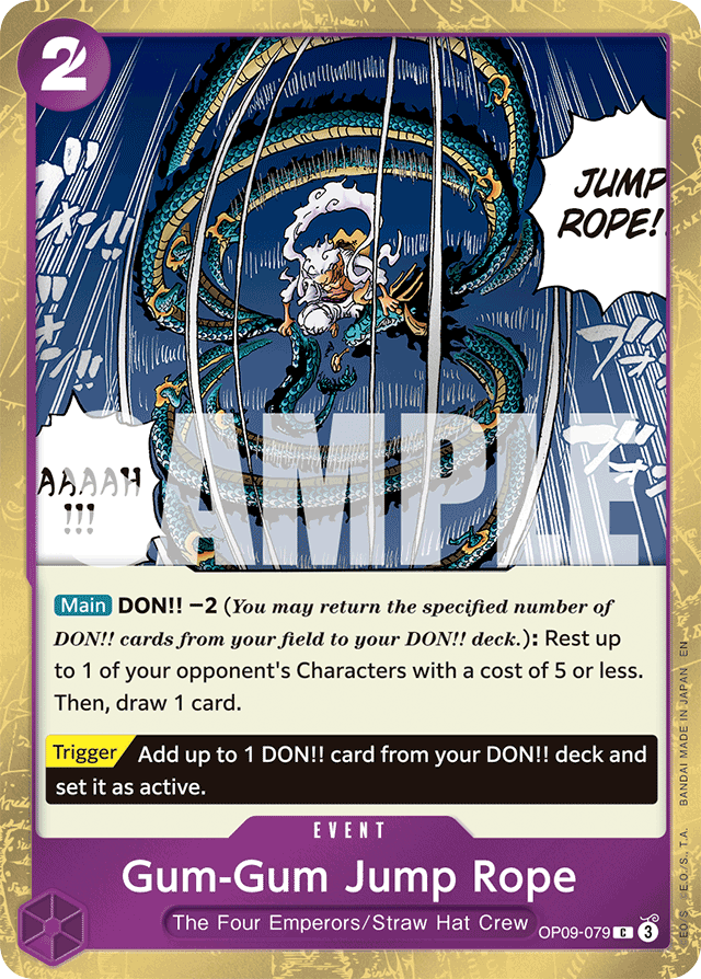 Gum-Gum Jump Rope OP09-079 Jolly Roger Foil card, Emperors In The New World