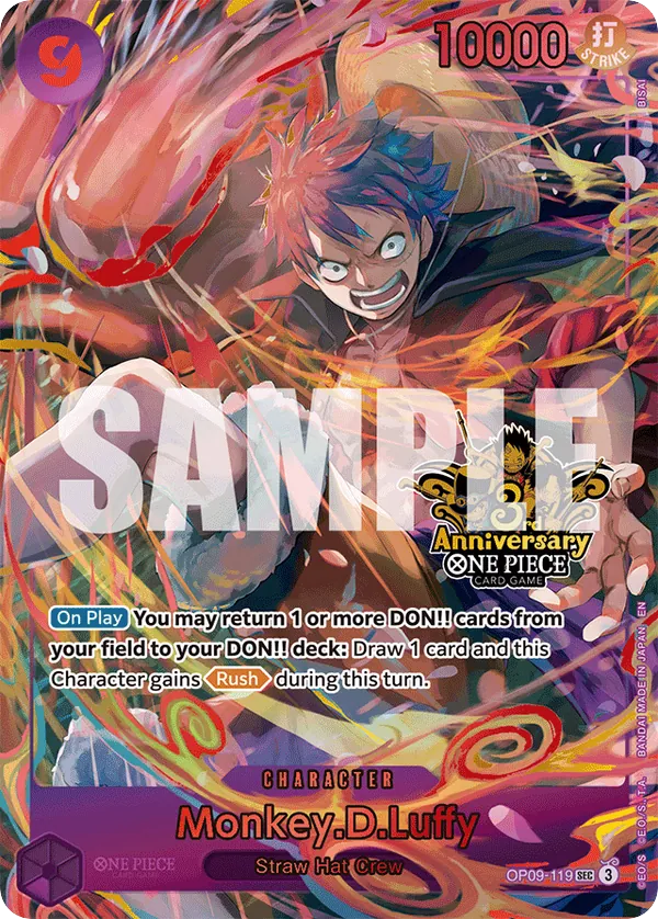 Monkey.D.Luffy OP09-119 Third Anniversary card, Emperors In The New World