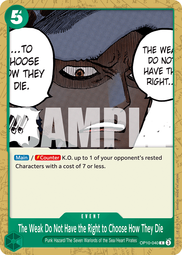 The Weak Do Not Have the Right to Choose How They Die OP10-040 card, Royal Blood
