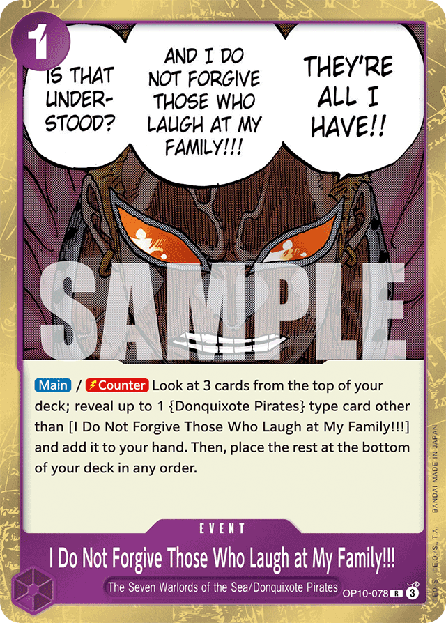 I Do Not Forgive Those Who Laugh at My Family!!! OP10-078 card, Royal Blood