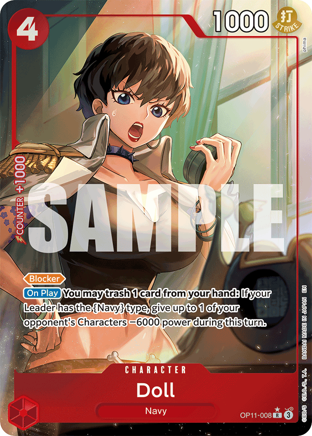 Doll OP11-008 Alt Art card, A Fist Of Divine Speed
