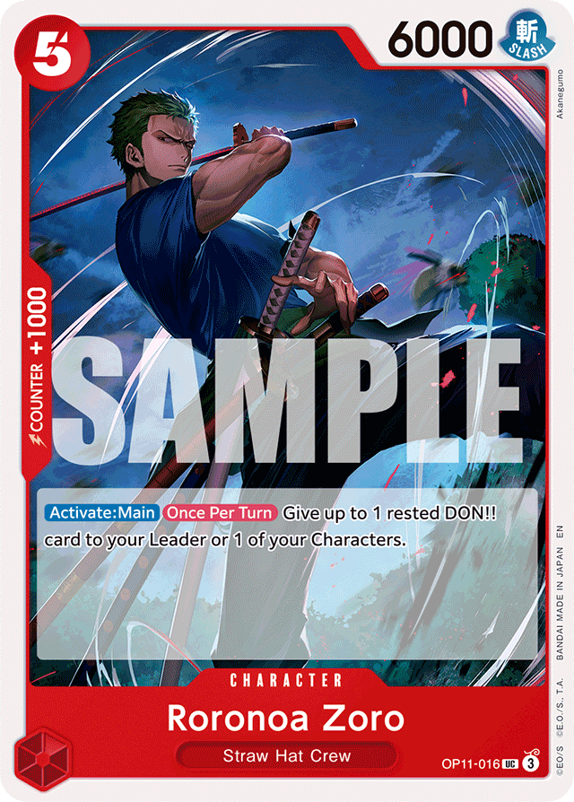 Roronoa Zoro OP11-016 card, A Fist Of Divine Speed