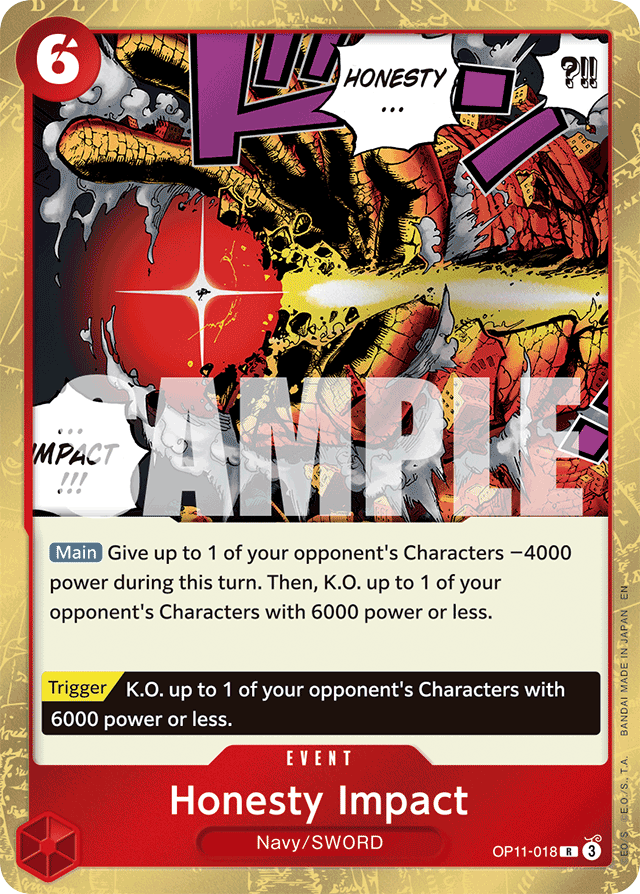 Honesty Impact OP11-018 card, A Fist Of Divine Speed