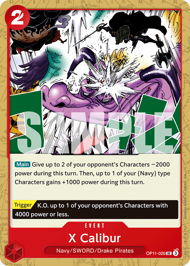 X Calibur OP11-020 card, A Fist Of Divine Speed