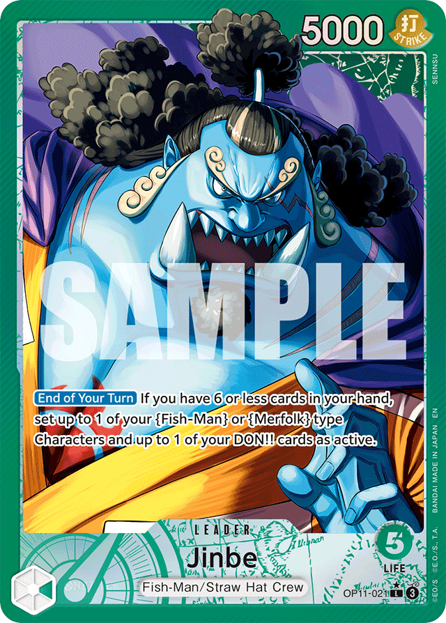 Jinbe OP11-021 Alt Art card, A Fist Of Divine Speed