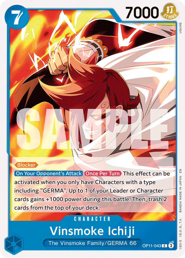 Vinsmoke Ichiji OP11-043 card, A Fist Of Divine Speed