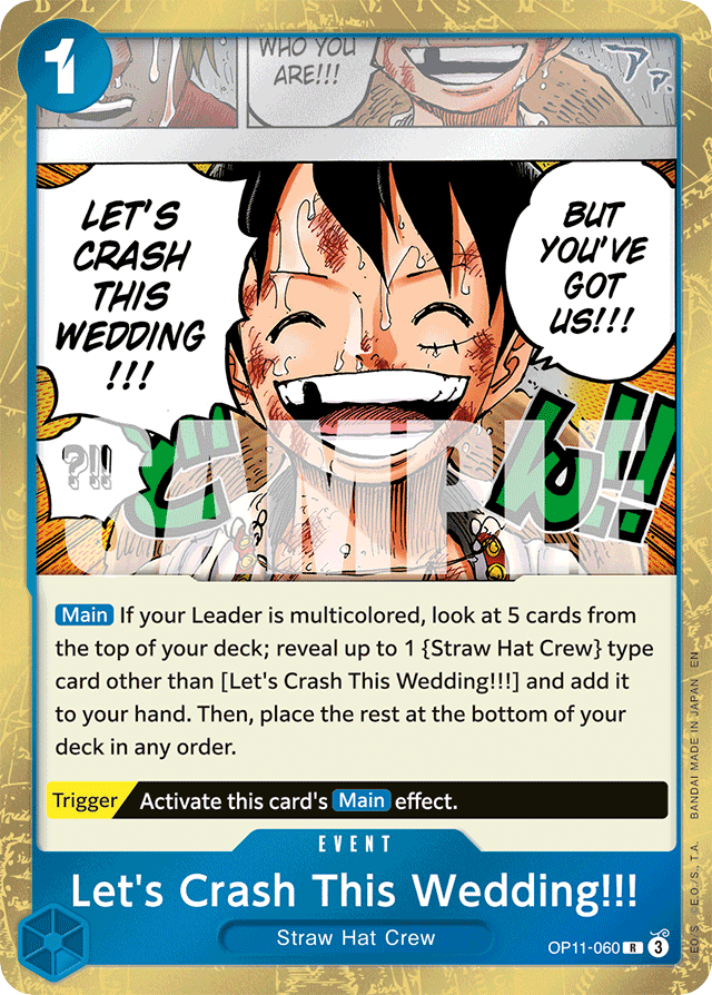 Let's Crash This Wedding!!! OP11-060 card, A Fist Of Divine Speed