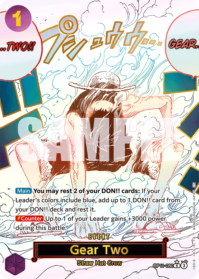 Gear Two OP11-080 Alt Art card, A Fist Of Divine Speed