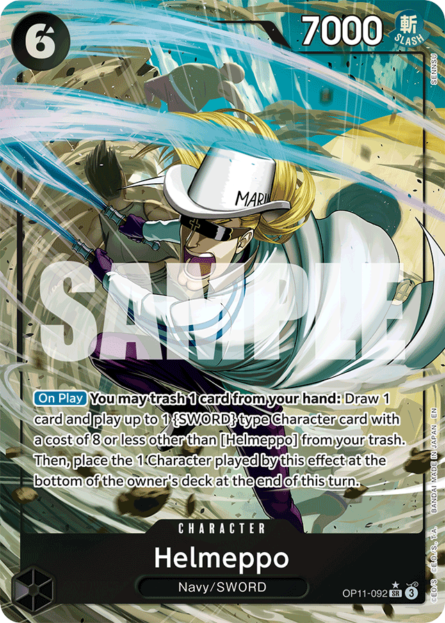 Helmeppo OP11-092 Alt Art card, A Fist Of Divine Speed